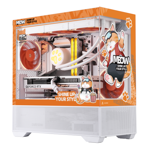 MEOW-G Gaming PC Set, three-quarter view